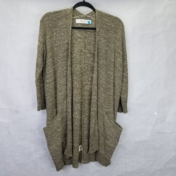 SPARROW by Anthropologie Cardigan Women S Open Green Heather Knit Pocket Slouchy - Picture 10 of 16